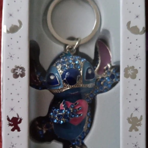 Disney Stitch Keychain with Blue and Pink Glitter - Picture 3 of 6